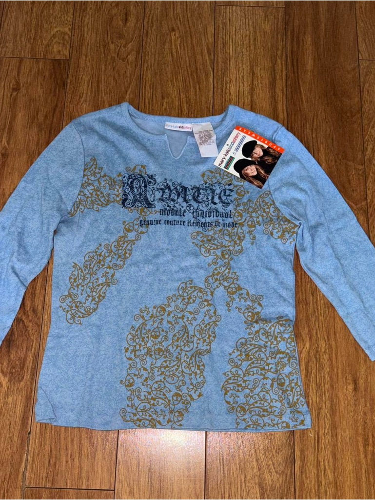 Nwt Mary-Kate And Ashley Blue Y2k Top With Gold Accents